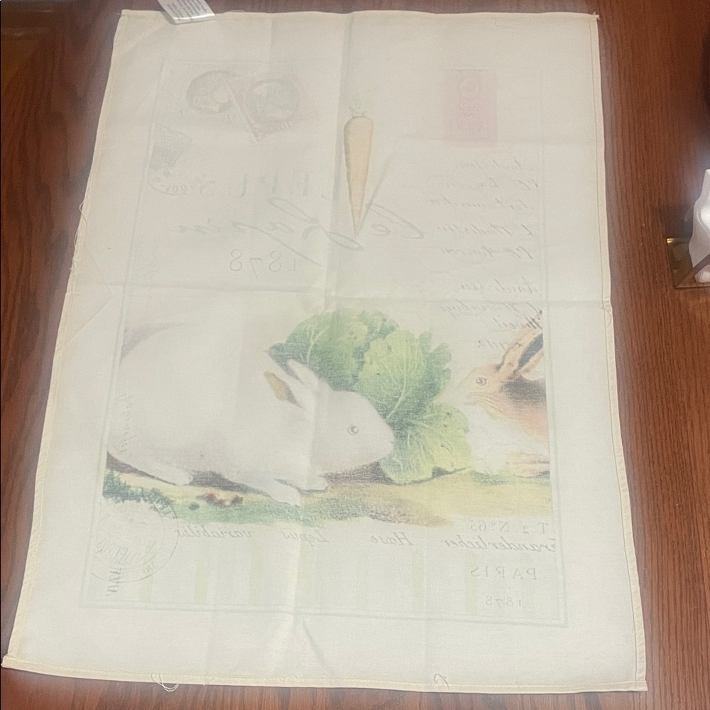 Charming Rabbit Print Tea Towel - Picture 5 of 8